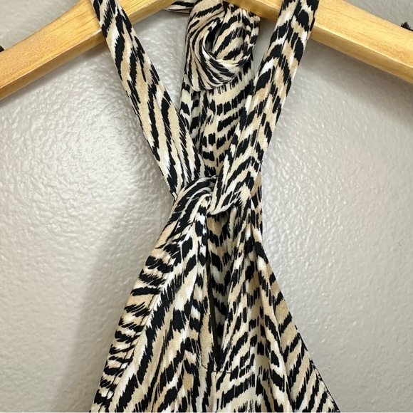 NWT Banana Republic Factory Knit Halter Black Tan Animal Print Romper - Picture 6 of 7